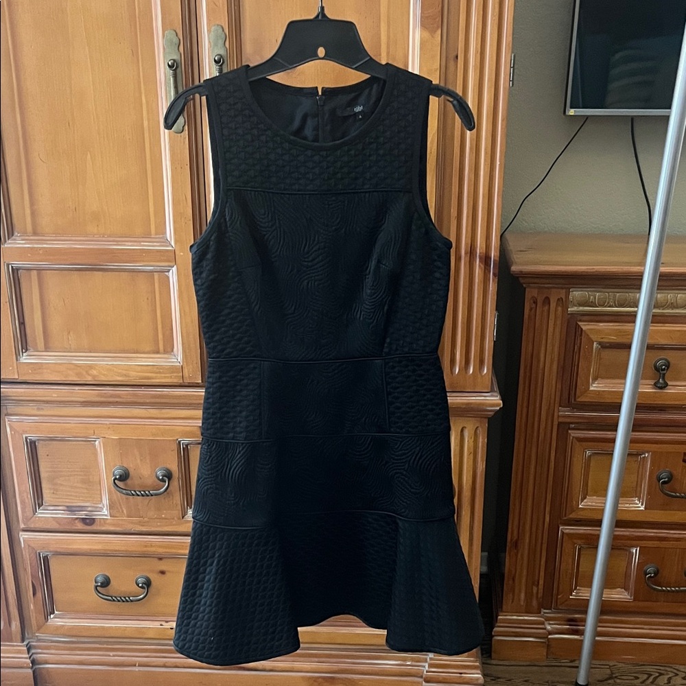 Tibi Black Textured Sleeveless Mini Dress